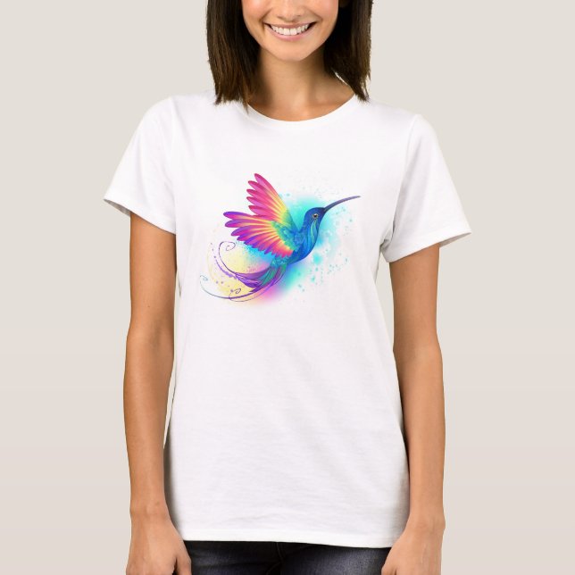 Camiseta Beija-flor Arco-íris Exótico (Frente)