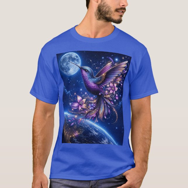 Camiseta Beija-flor Celestial do Reino do Luar (Where dreams take flight beneath the moon's silver gaze.)