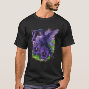 Camiseta Beija-flor de Fita Roxa Não Me Esqueças Alzheimer