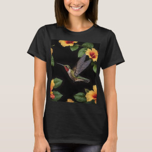 Camiseta Beija-flor E Hibisco Amarelo,