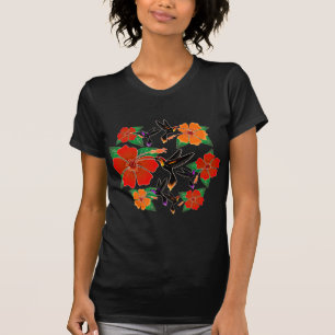 Camiseta Beija-flor e Hibisco Batik