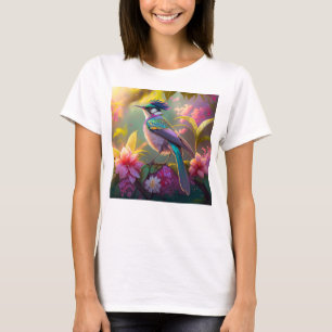 Camiseta Beija-flor Fantasia com Asas de Arco-íris e Crista