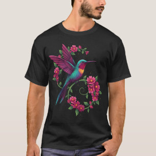Camiseta Beija-flor Floral Tons de Joia de Pássaro