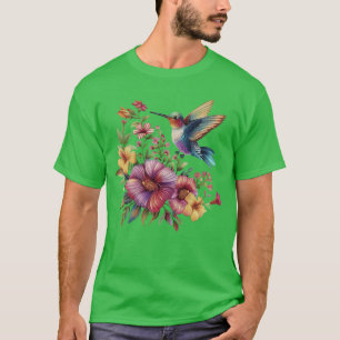 Camiseta Beija-flor Flores Mulheres Amigos Divertidos