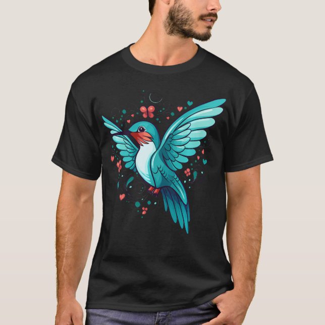 Camiseta Beija-flor Fofo Com Flores I (Frente)