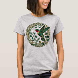 Camiseta Beija-flor Geométrico com Filigrana de Jardim de C