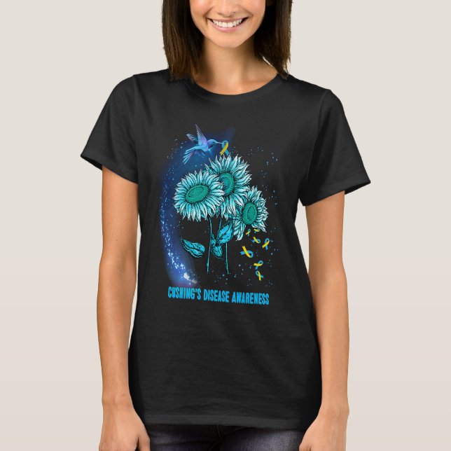 Camiseta Beija-flor Girassol Conscientização da Doença de C (Frente)