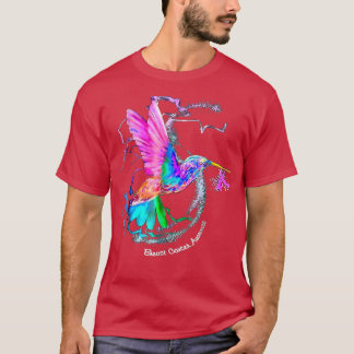 Camiseta Beija-flor Girassol Fita Rosa Fita Fita Cancer Aw