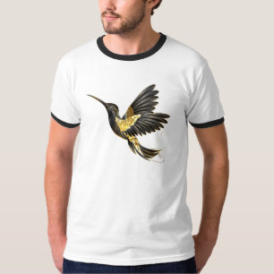 Camiseta Beija-flor Preto e Dourado