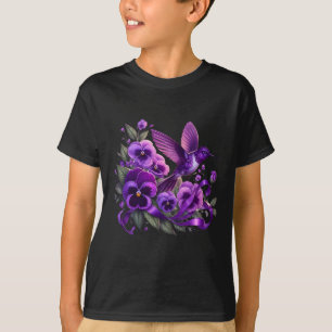 Camiseta Beija-flor segurando fita roxa Heimerheimer Awa