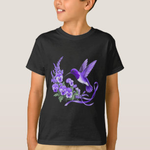 Camiseta Beija-flor segurando fita roxa Heimerheimer Awa