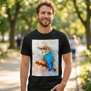 Camiseta Beija-flor Vibrante em Aquarela em um galho
