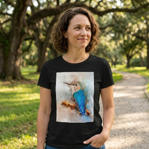 Camiseta Beija-flor vibrante em aquarela em um galho
