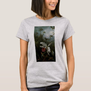 Camiseta Beija-flores e Orquídea Branca por Martin J. Heade