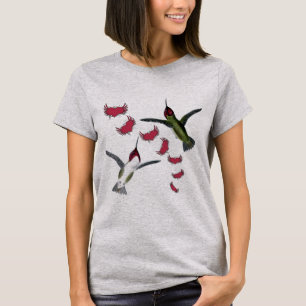 Camiseta Beija-flores Grunge Corações com Asas