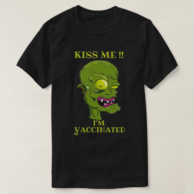 CAMISETA "BEIJA-ME, ESTOU VACINADO" (Frente do Design)