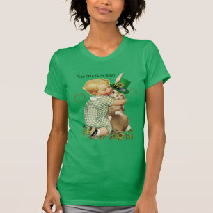 CAMISETA BEIJA-ME EU SOU IRLANDÊS/BEBÊ, COELHO COM O CHAP
