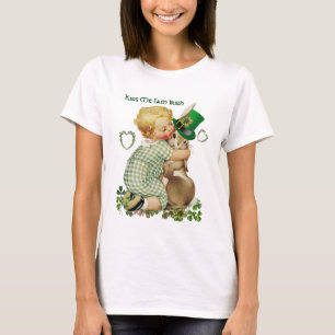 CAMISETA BEIJA-ME EU SOU IRLANDÊS/BEBÊ, COELHO COM O CHAP