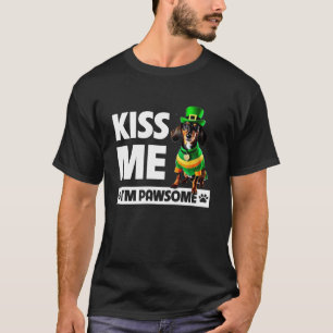 Camiseta Beija-me Sou Pawsome Dachshund Dia de São Patrício
