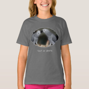 Camiseta Beijando Papagaios Cinzentos Personalizados Fofos