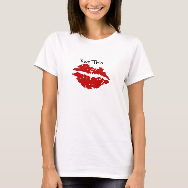 Camiseta Beije este t-shirt vermelho dos lábios (Frente)