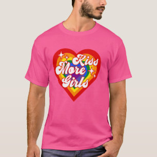 Camiseta Beije Mais Raparigas Orgulho LGBT Lésbica e Casal