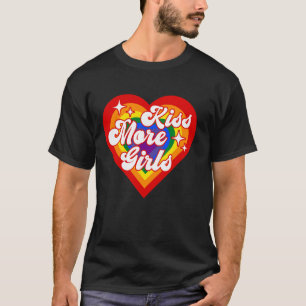 Camiseta Beije Mais Raparigas Orgulho LGBT Lésbica e Casal