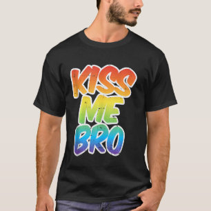 Camiseta Beije-Me Bro Engraçado Lgbt-Q Gay Arco-Íris Orgulh