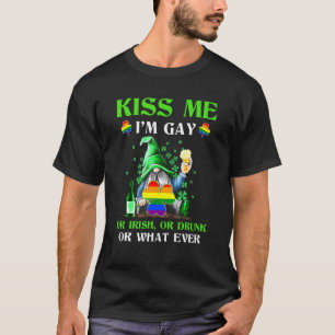 Camiseta Beije Me Estou Bêbado Gnomo Gay Jardim Lgbt Irland