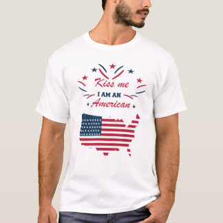 Camiseta beije-me eu sou americano