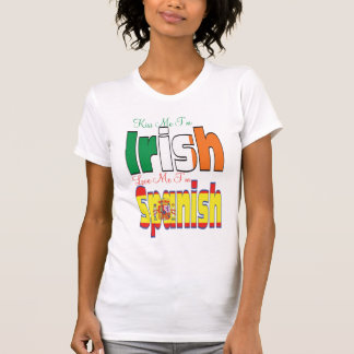 Camiseta Beije-me Eu sou Irlandês Amo-me Eu sou Espanhol