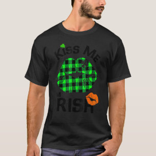 Camiseta Beije-Me Eu Sou Irlandês Lábios de Xadrez de Buffa