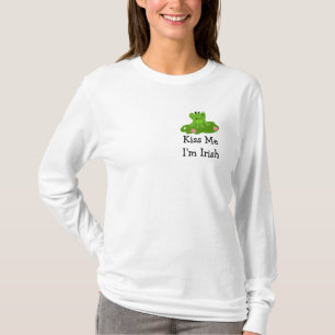 Camiseta Beije-me Eu sou irlandês - Sapo verde com dizer
