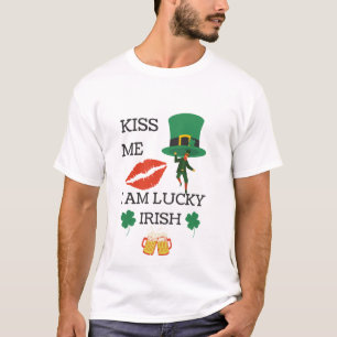 Camiseta Beije-me, eu sou irlandês sortudo