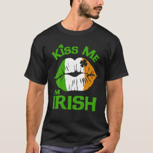 Camiseta Beije-me Eu sou Lábios irlandeses Lucky Shamrock C