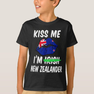 Camiseta Beije-me Eu Sou Neozelandês Dia de São Patrício En