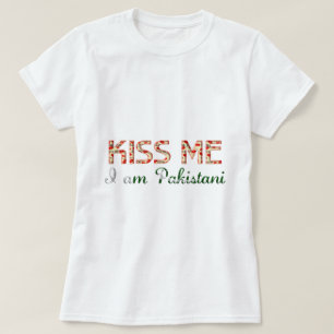Camiseta Beije-me Eu sou paquistanês curioso Typografia Cou