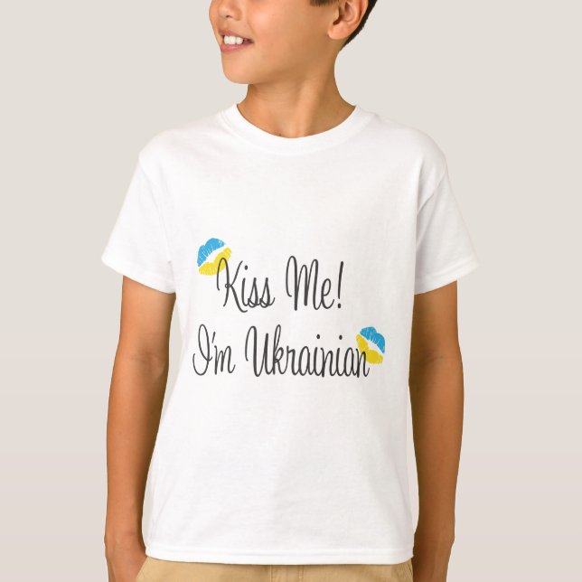 Camiseta Beije-me! Eu sou ucraniano (Frente)