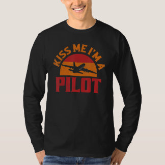 Camiseta Beije-me Eu Sou Uma Companhia Aérea De Aviação Pil