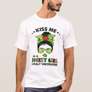 Camiseta Beije-me Eu sou uma garota de hóquei Uma Rua irlan