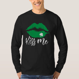 Camiseta Beije-me Lábios verdes Dia de São Patty Correspond