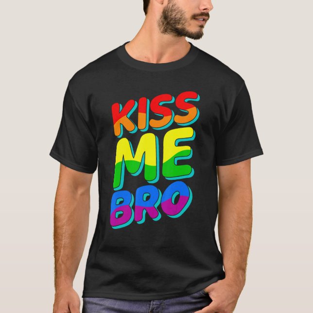 Camiseta Beije-Me Mano Orgulho gay Lgbtq Mês Lésbica Love R (Frente)