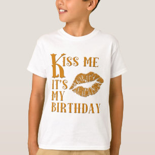 Camiseta Beije-me que é meu aniversário Sparkly