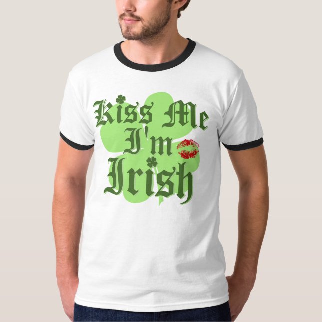 Camiseta Beije-me que eu sou clássico irlandês (Frente)