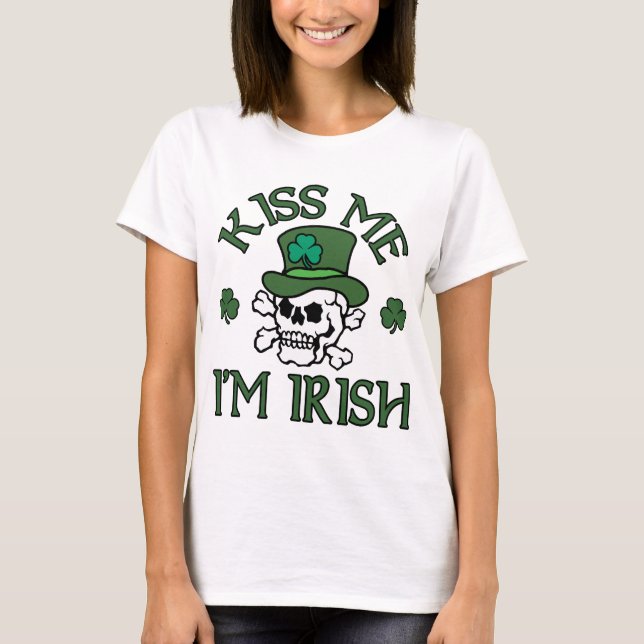 Camiseta Beije-me que eu sou crânio irlandês (Frente)