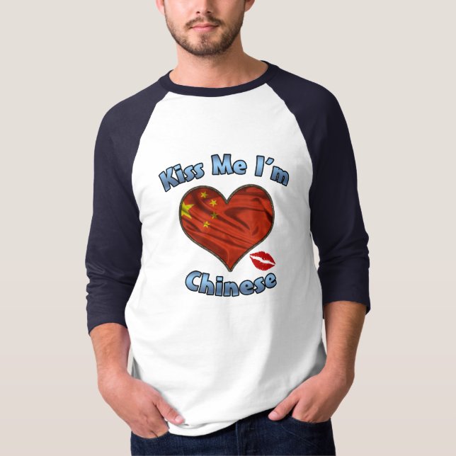Camiseta Beije-me que eu sou t-shirt chinês da bandeira (Frente)
