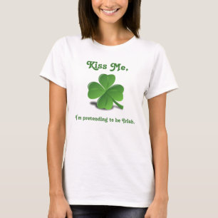 Camiseta "Beije-me" Rua Shamrock. Dia de Patrick