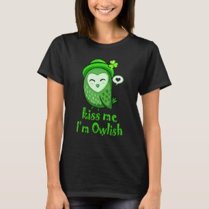 Camiseta Beije-me, sou a Coruja Verde Dia de São Patrício c