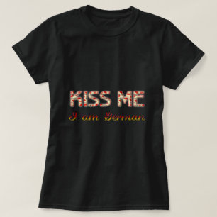 Camiseta Beije-me, sou alemão Engraçado Tipografia, Bandeir