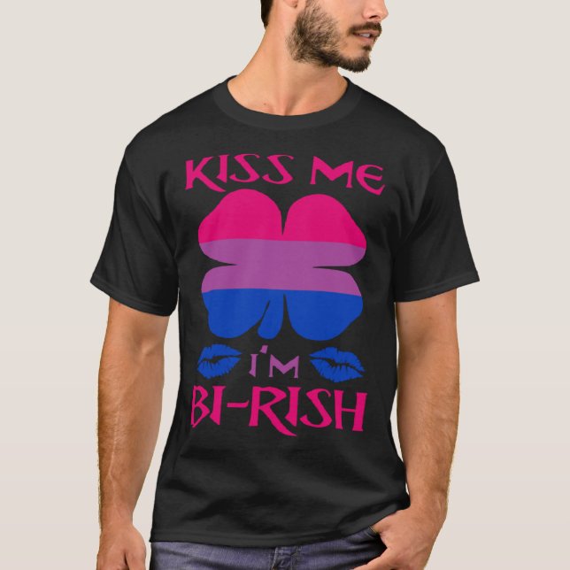 Camiseta Beije-me Sou Bi Rish Birk Irlandês Orgulho Bissexu (Frente)